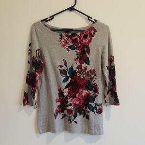 Boat neck floral sweater